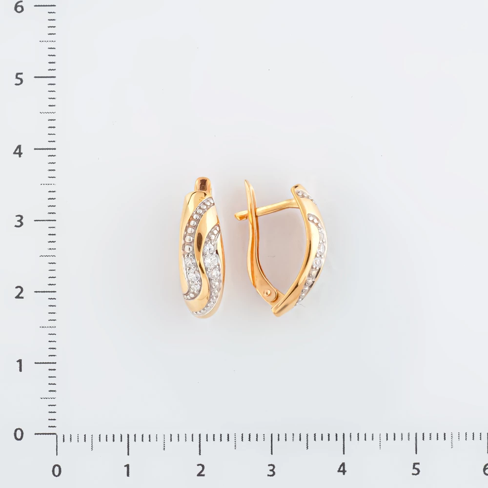 Серьги с фианитом из красного золота 585 пробы