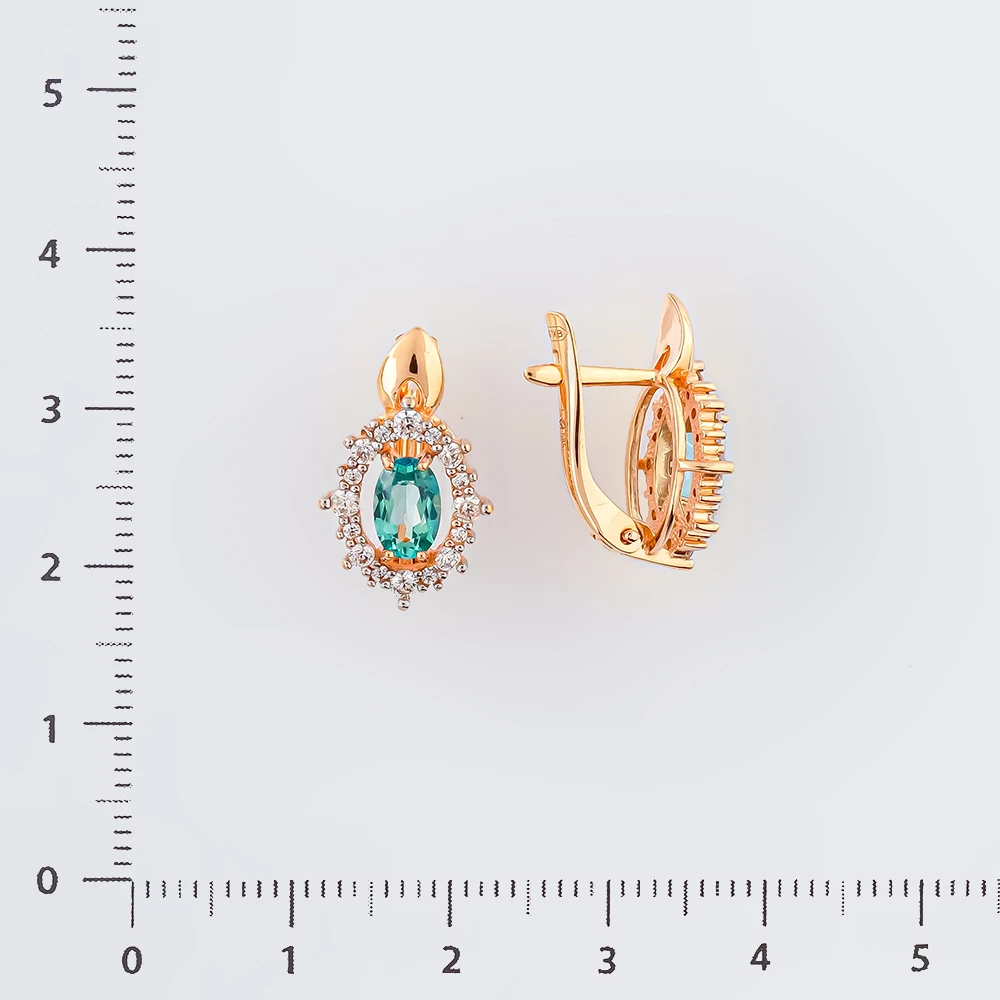 Серьги с ситаллом из красного золота 585 пробы