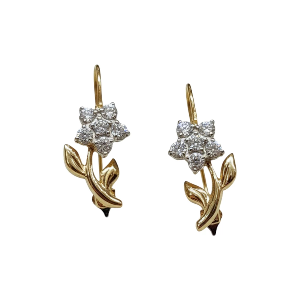 Серьги с фианитом из красного золота 585 пробы