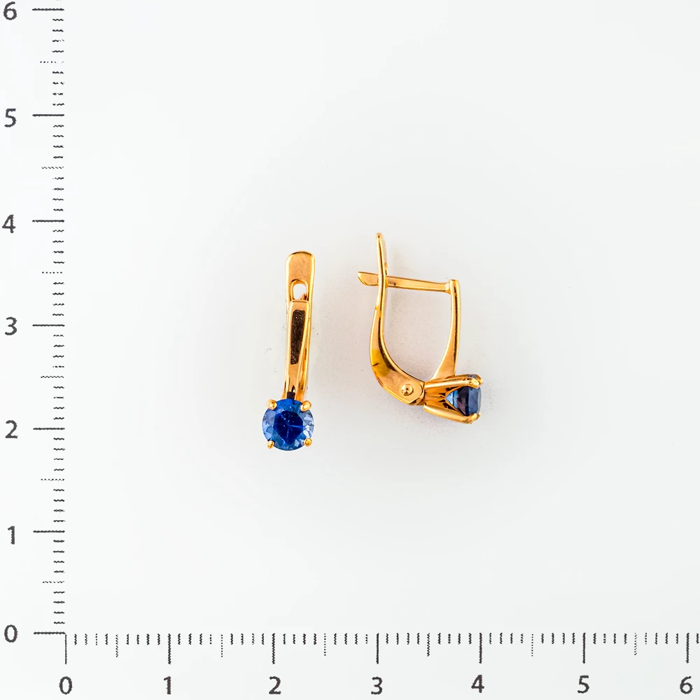 Серьги с сапфиром из красного золота 585 пробы