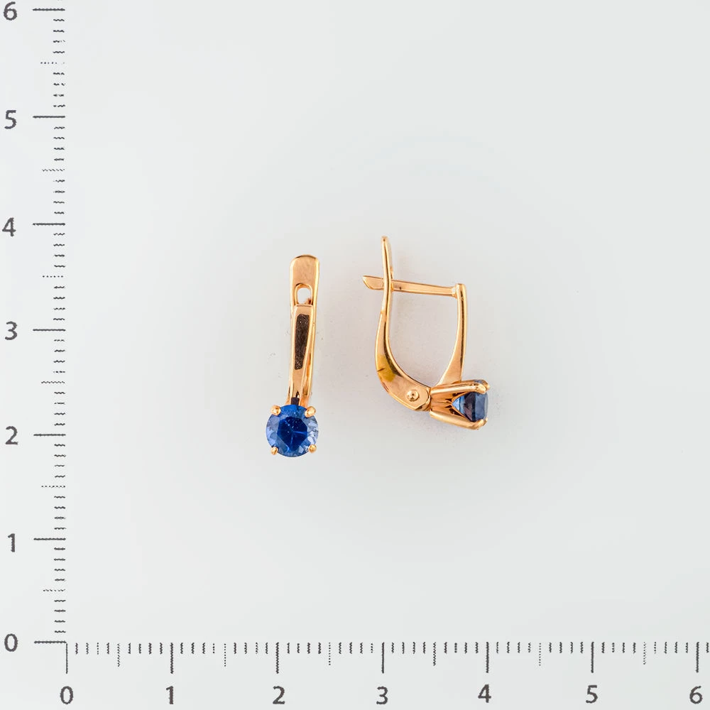 Серьги с сапфиром из красного золота 585 пробы