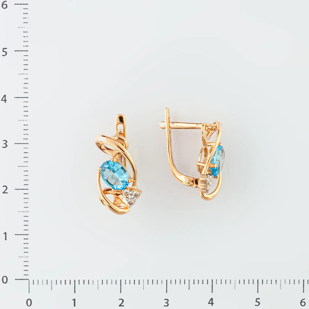 Серьги с бриллиантом из красного золота 585 пробы