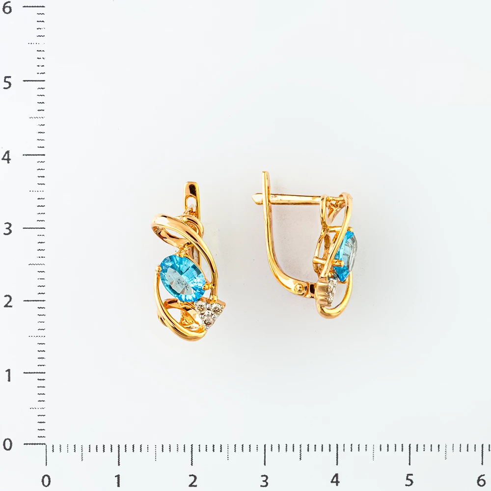 Серьги с бриллиантом из красного золота 585 пробы