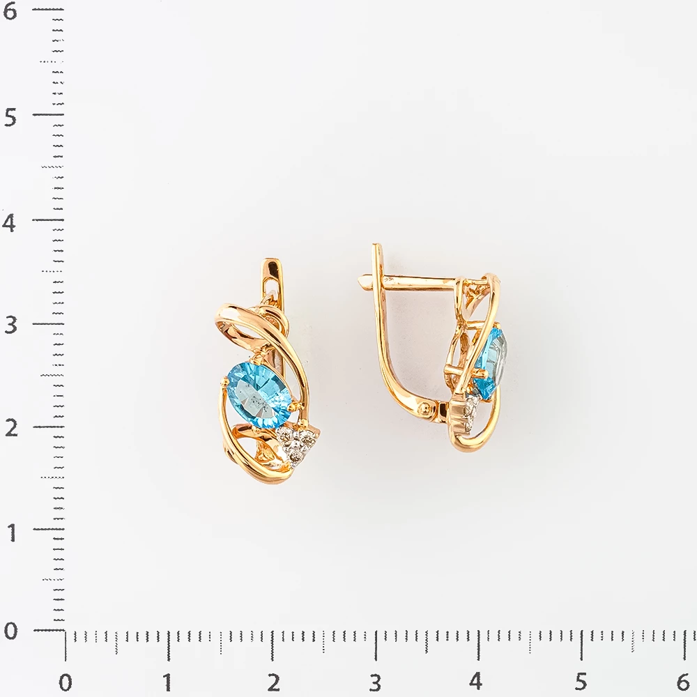 Серьги с бриллиантом из красного золота 585 пробы