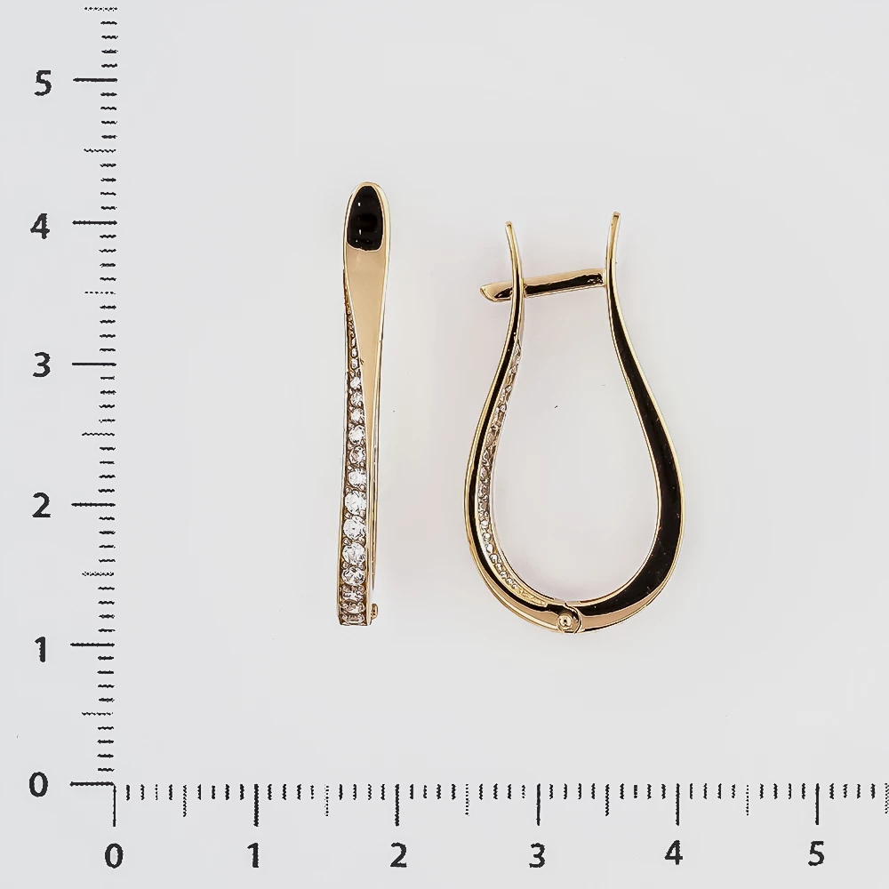 Серьги с фианитом из красного золота 585 пробы