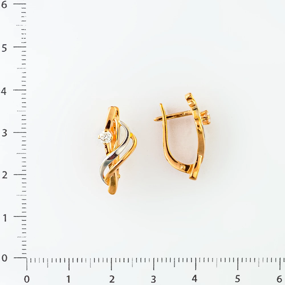 Серьги с бриллиантом из красного золота 585 пробы