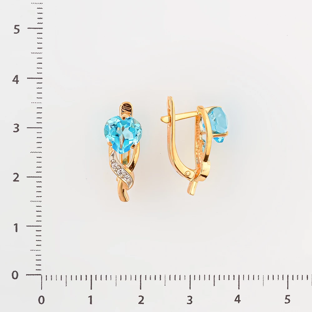 Серьги с топазом из красного золота 585 пробы