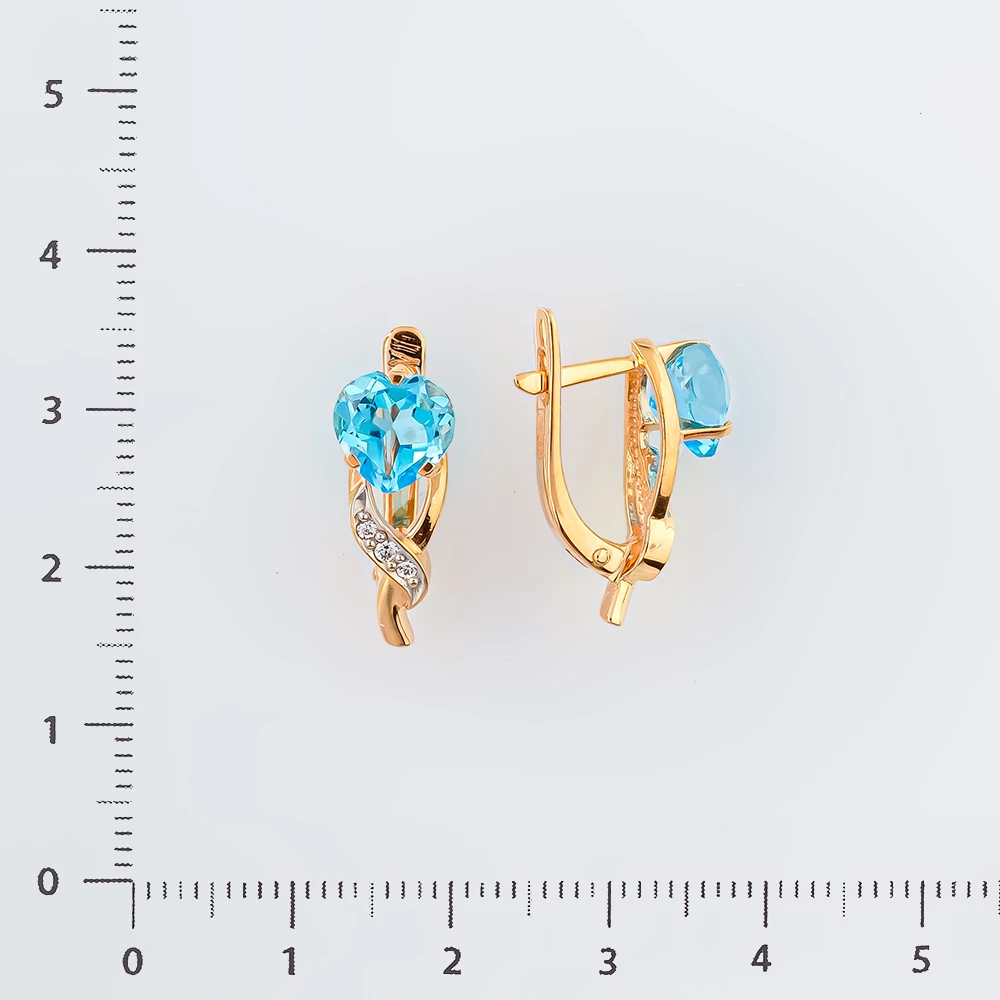 Серьги с топазом из красного золота 585 пробы