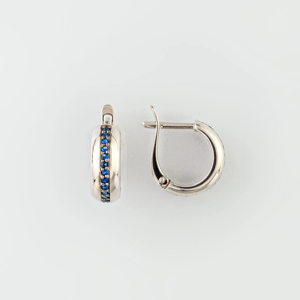 Серьги с сапфиром из белого золота 585 пробы