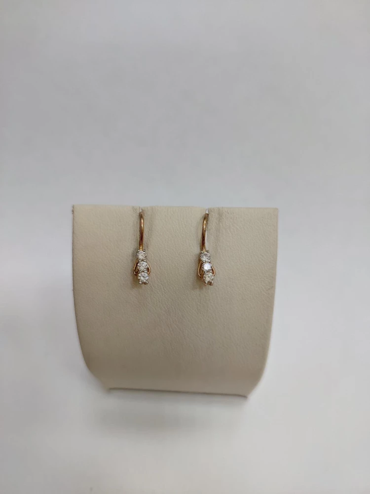 Серьги с фианитом из красного золота 375 пробы
