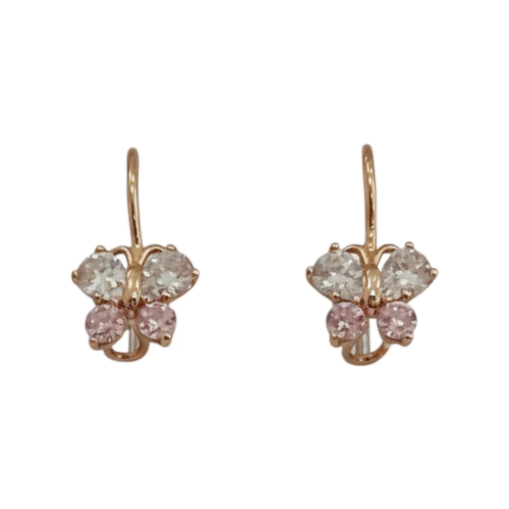 Серьги с фианитом из красного золота 585 пробы