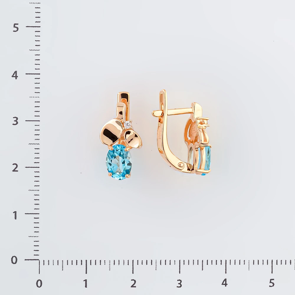 Серьги с топазом из красного золота 585 пробы