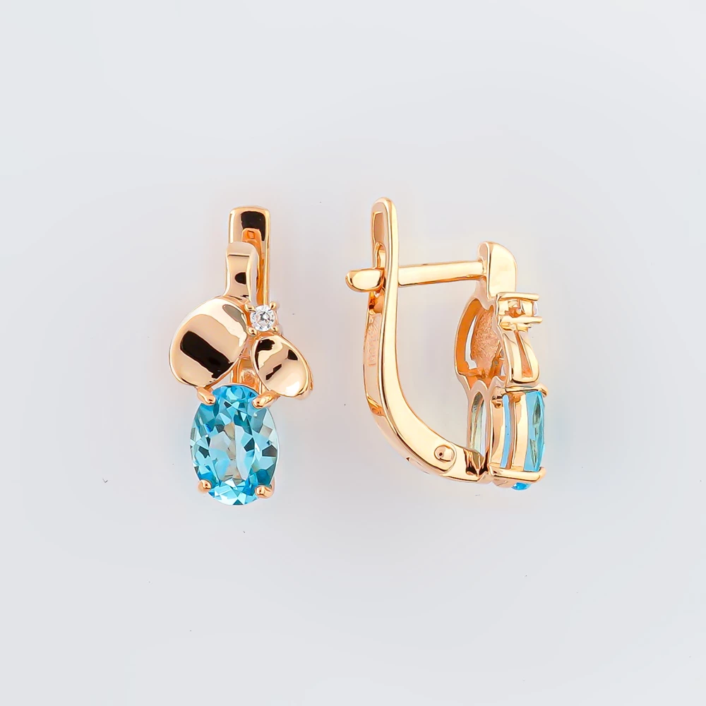 Серьги с топазом из красного золота 585 пробы