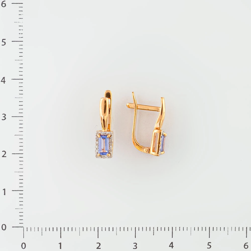 Серьги с танзанитом из красного золота 585 пробы