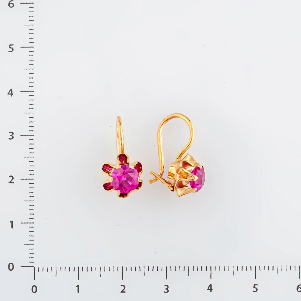 Серьги с фианитом из красного золота 583 пробы