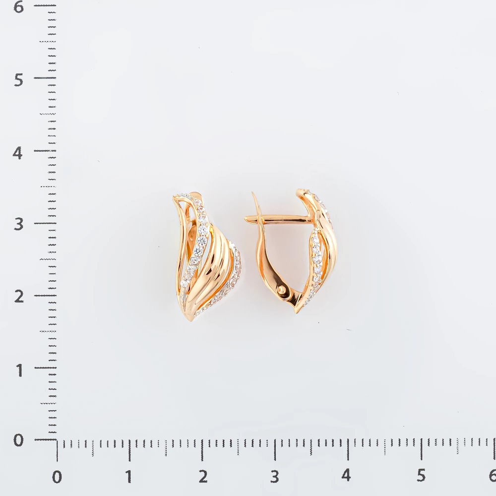Серьги с фианитом из красного золота 585 пробы