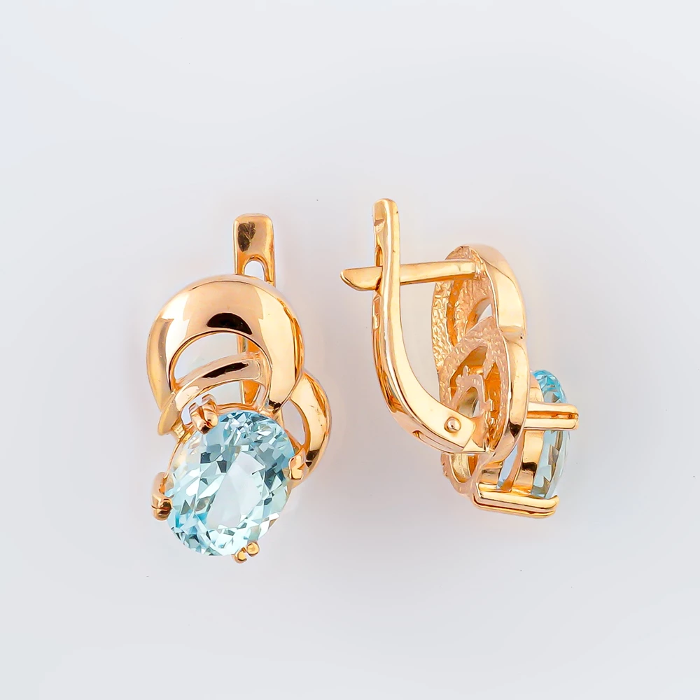 Серьги с топазом из красного золота 585 пробы