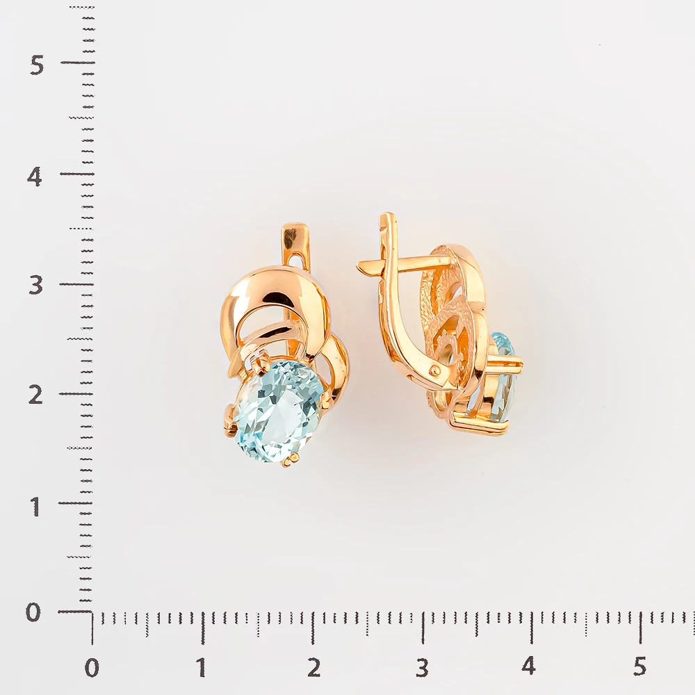 Серьги с топазом из красного золота 585 пробы