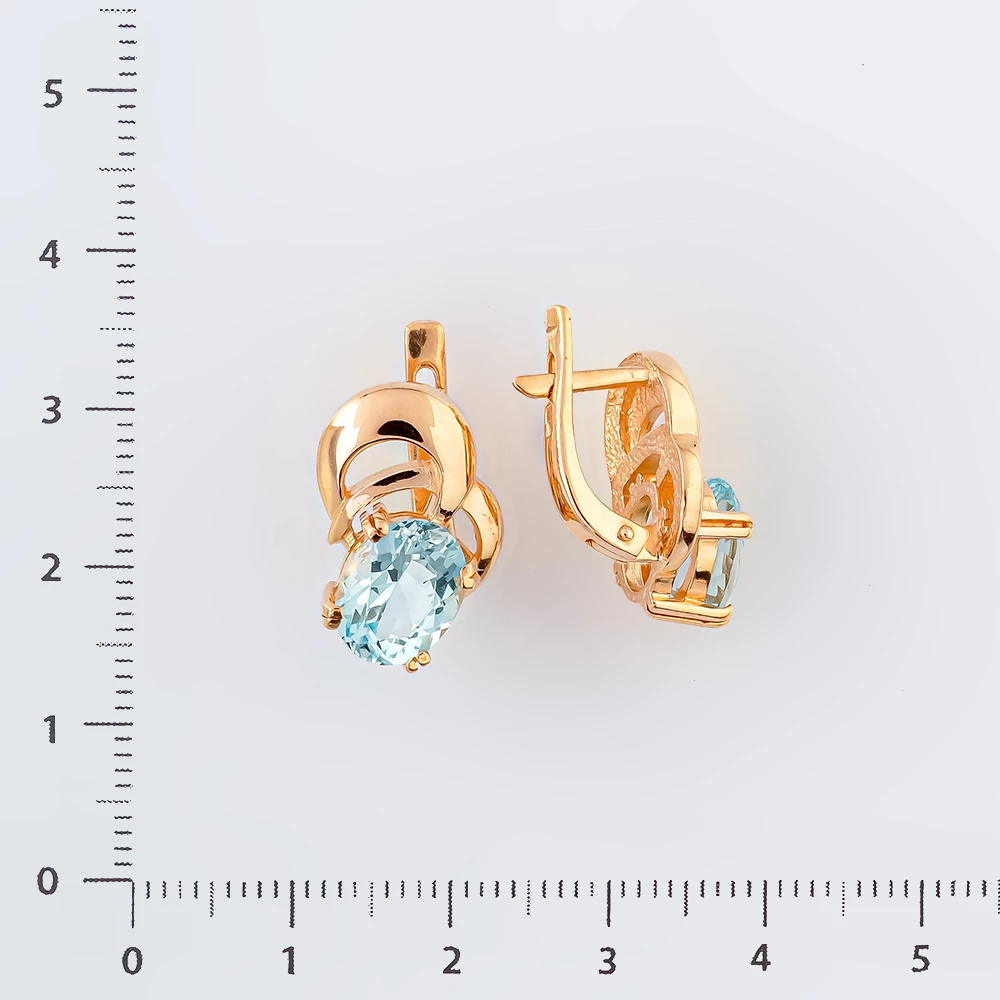 Серьги с топазом из красного золота 585 пробы