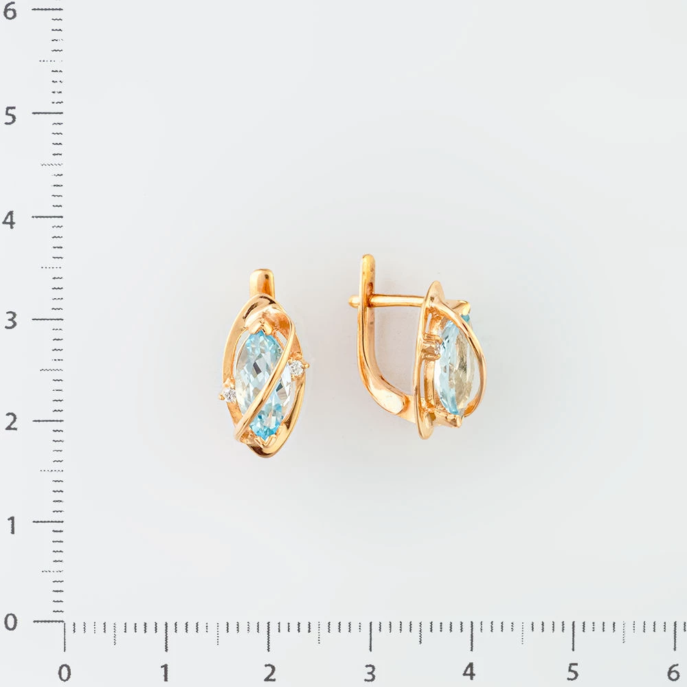 Серьги с топазом из красного золота 585 пробы
