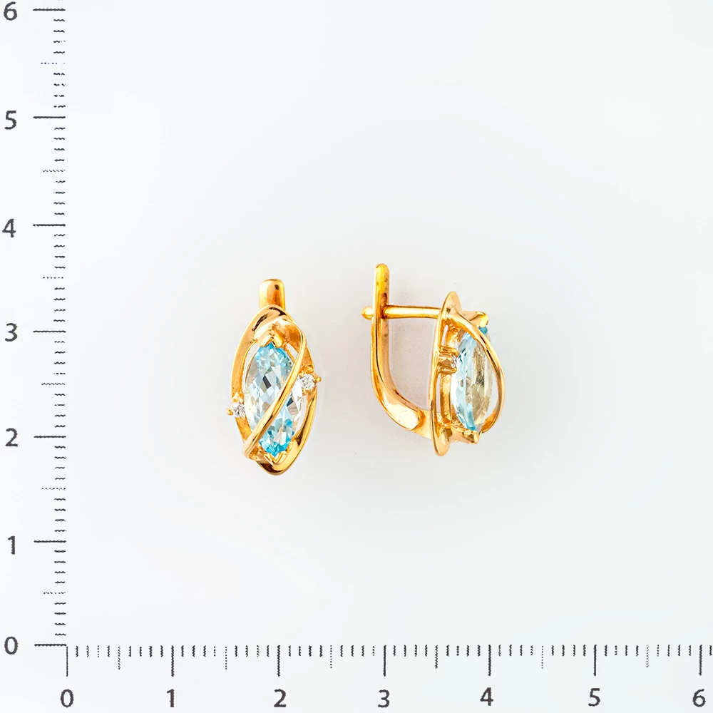 Серьги с топазом из красного золота 585 пробы