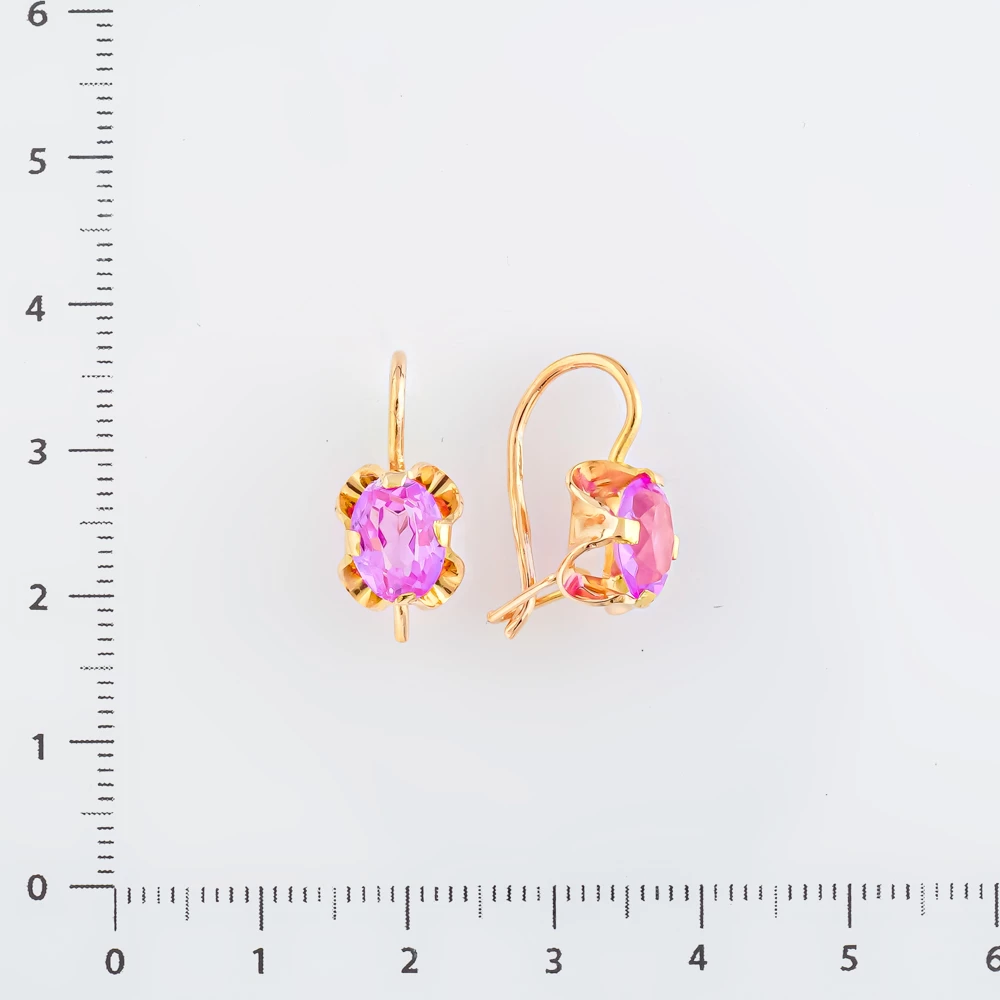 Серьги с фианитом из красного золота 583 пробы