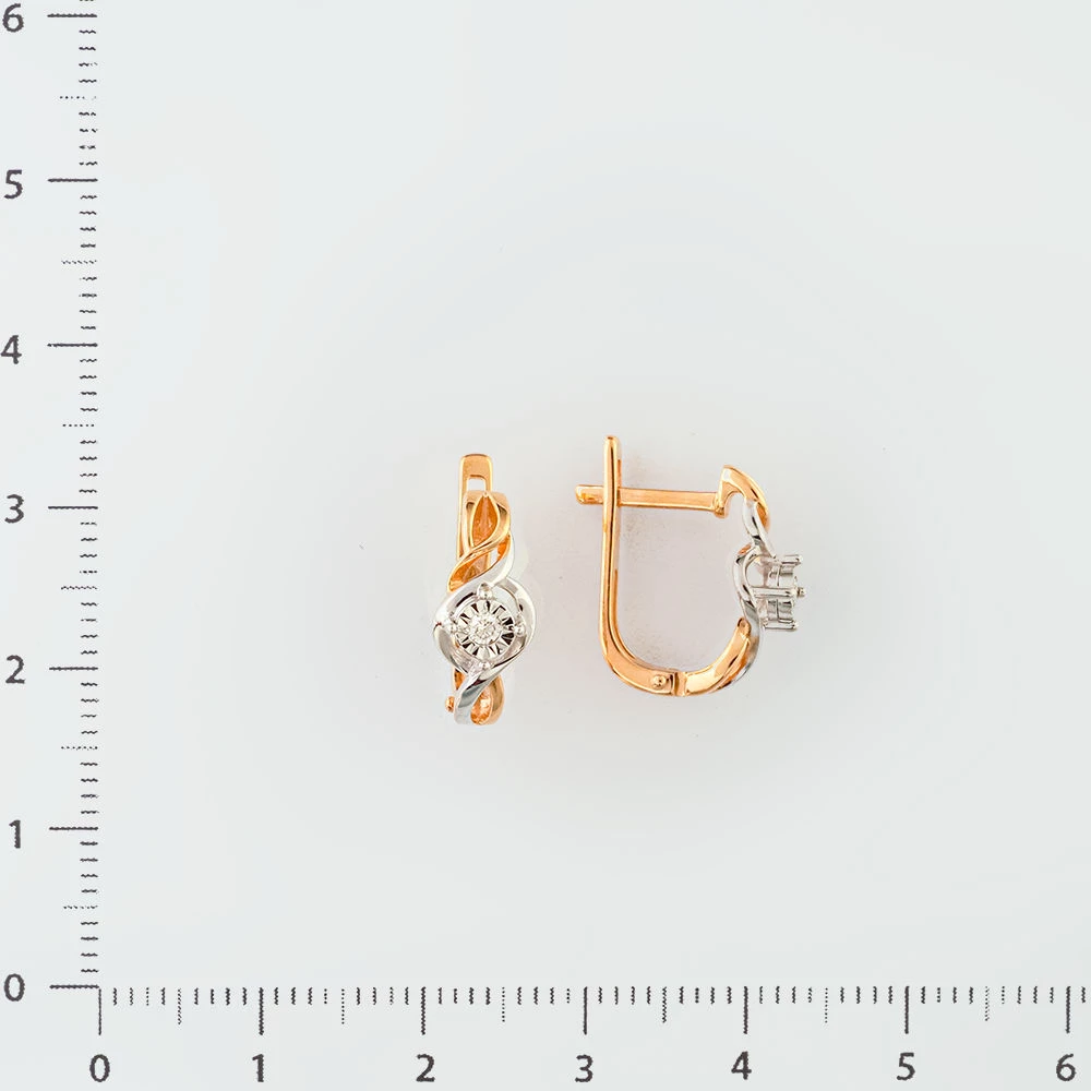 Серьги с бриллиантом из красного золота 585 пробы