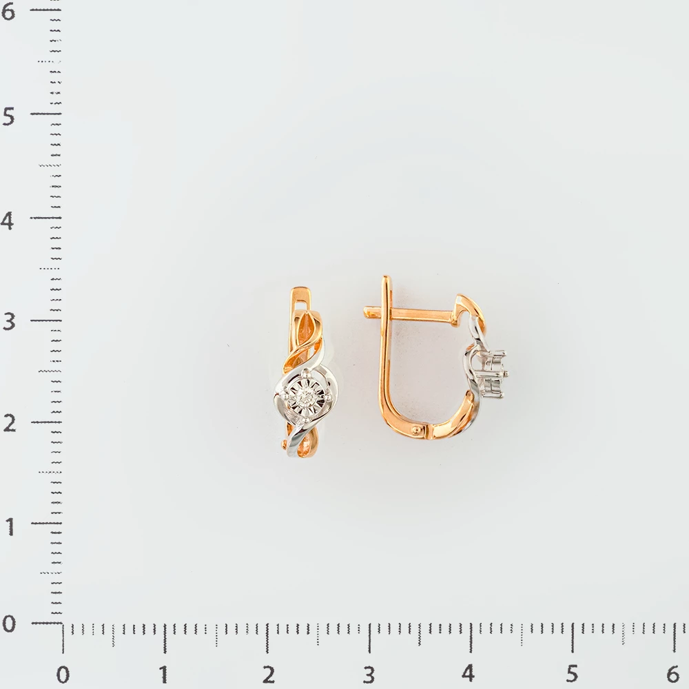 Серьги с бриллиантом из красного золота 585 пробы