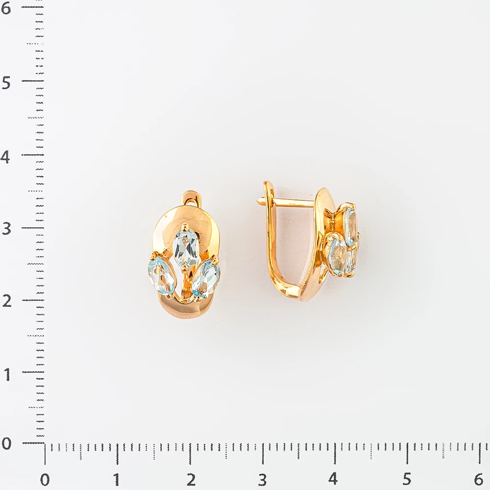 Серьги с топазом из красного золота 585 пробы