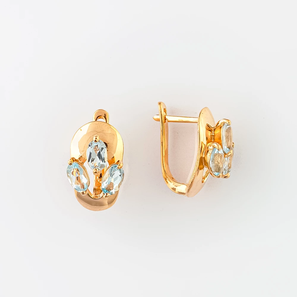 Серьги с топазом из красного золота 585 пробы