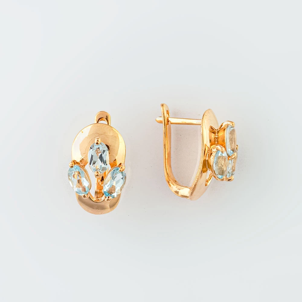 Серьги с топазом из красного золота 585 пробы