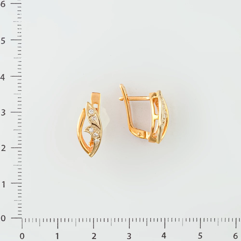 Серьги с фианитом из красного золота 585 пробы