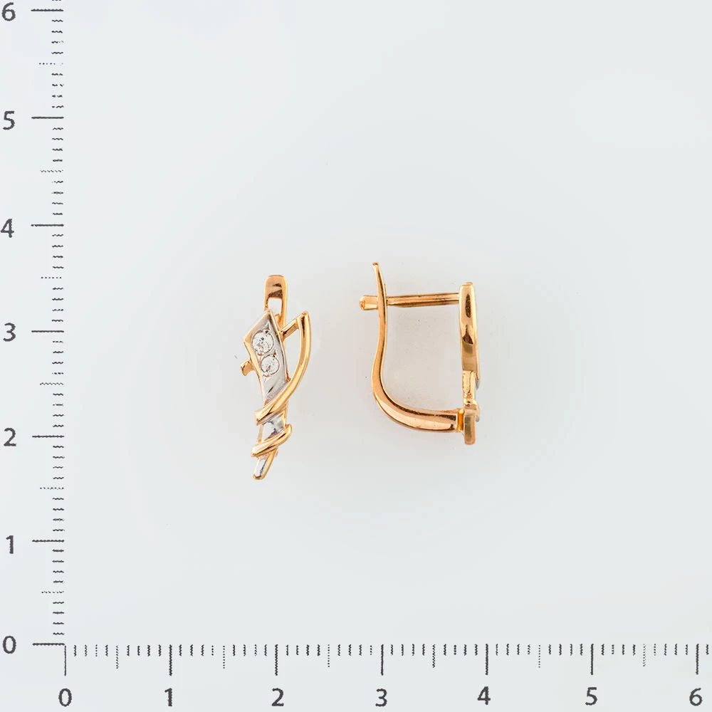 Серьги с фианитом из красного золота 585 пробы