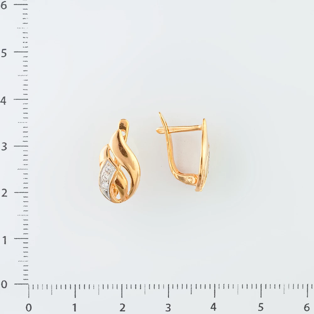 Серьги с фианитом из красного золота 585 пробы