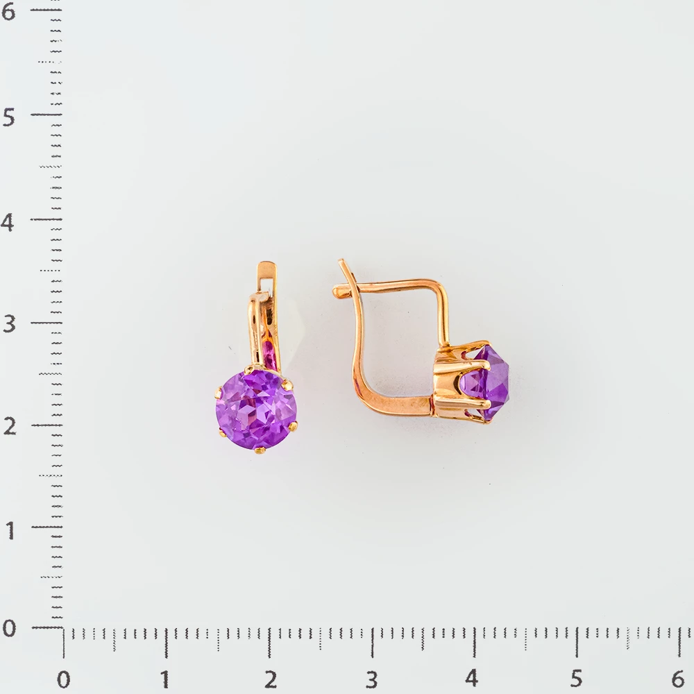 Серьги с фианитом из красного золота 583 пробы