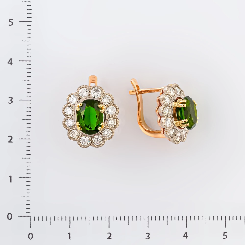 Серьги с ситаллом из красного золота 585 пробы
