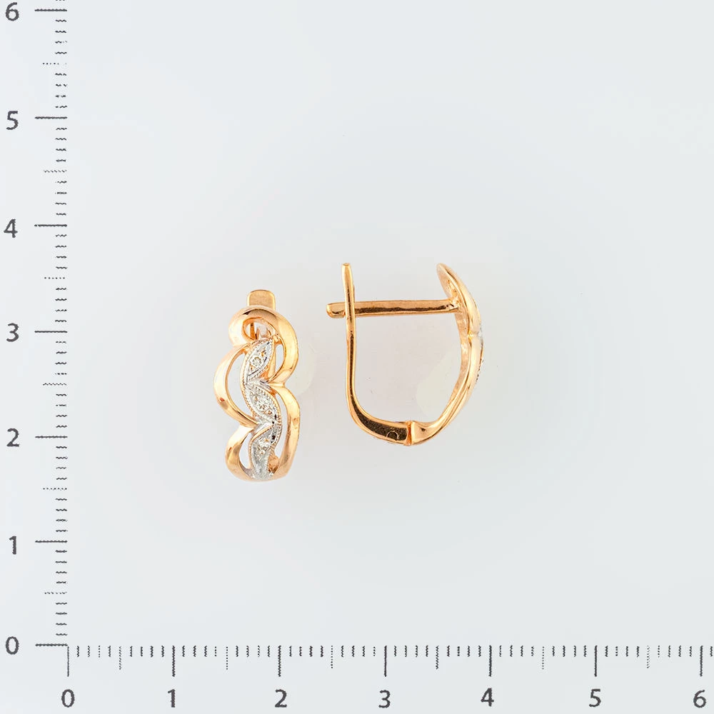Серьги с бриллиантом из красного золота 585 пробы