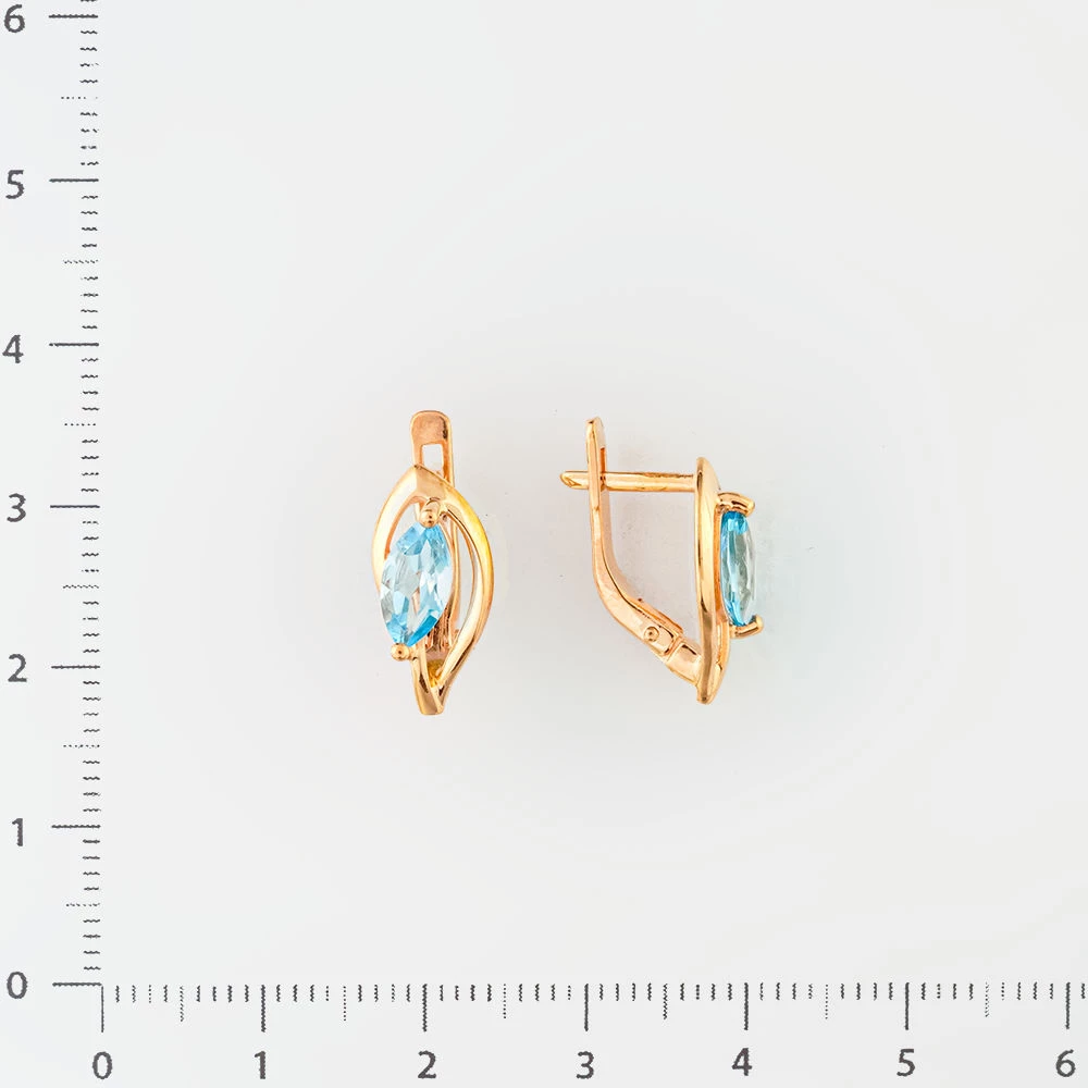 Серьги с топазом из красного золота 585 пробы
