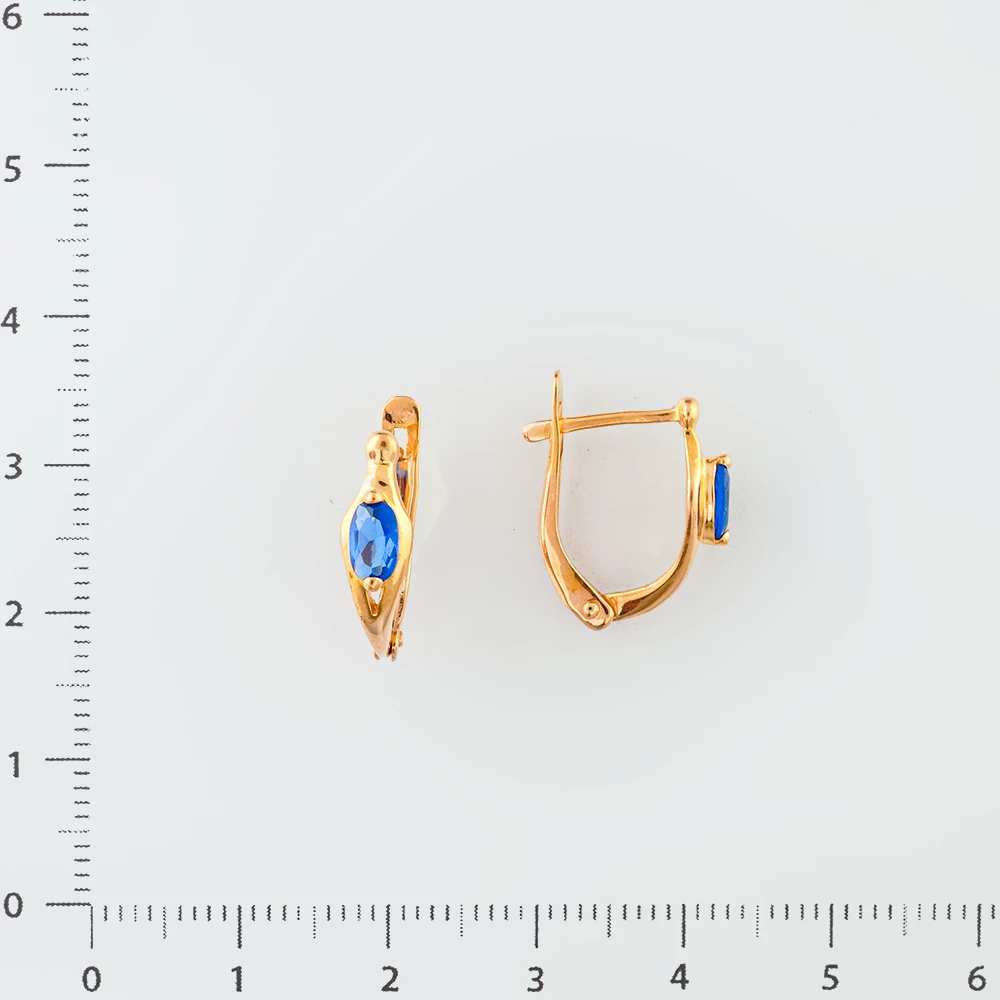 Серьги с фианитом из красного золота 585 пробы