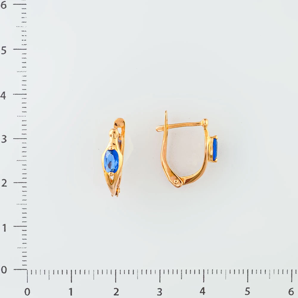 Серьги с фианитом из красного золота 585 пробы