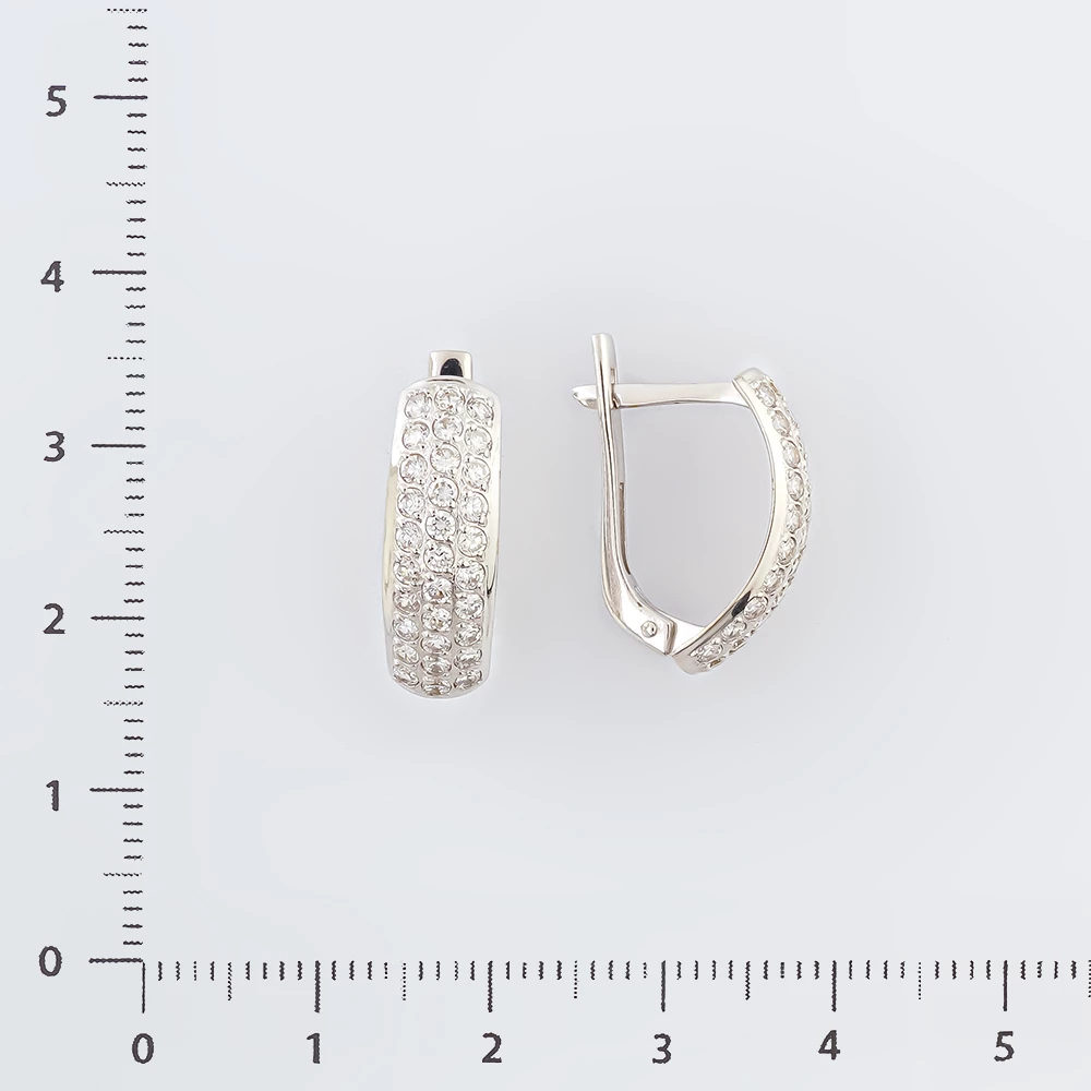 Серьги с фианитом из белого золота 585 пробы