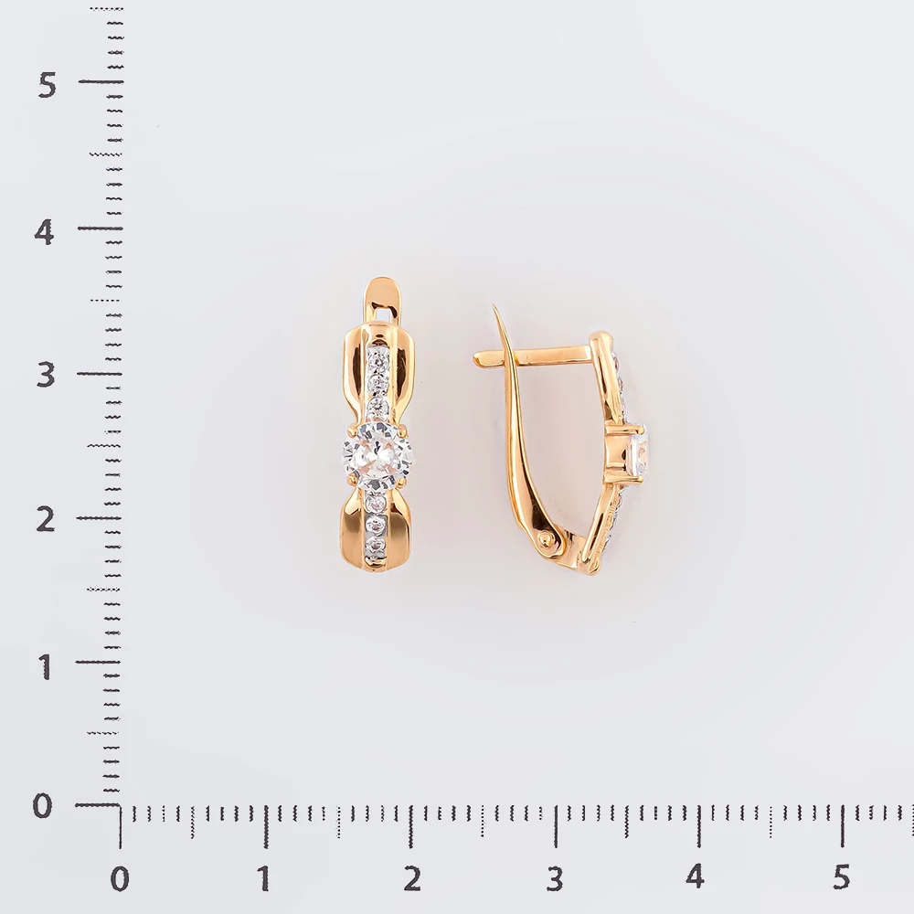 Серьги с фианитом из красного золота 585 пробы 2