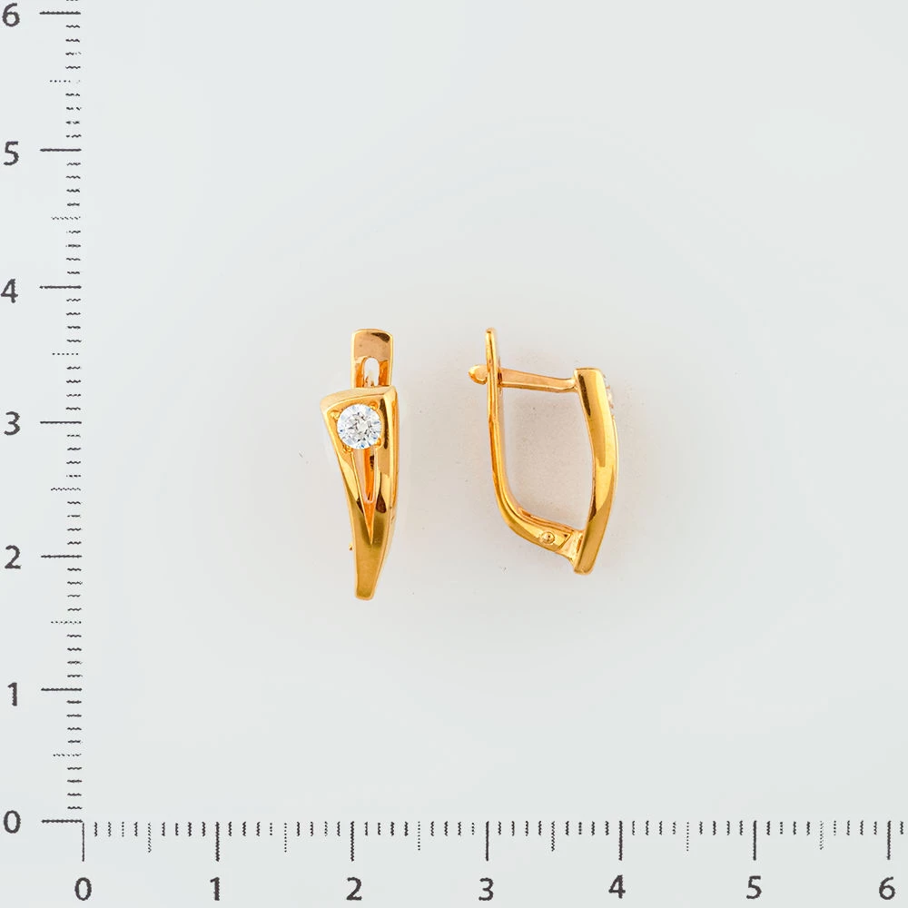 Серьги с фианитом из красного золота 585 пробы