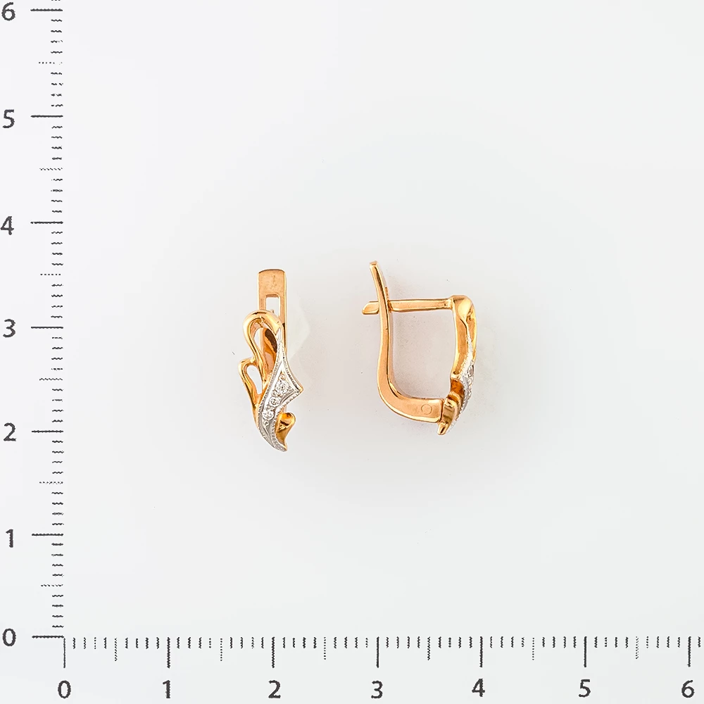 Серьги с фианитом из красного золота 585 пробы