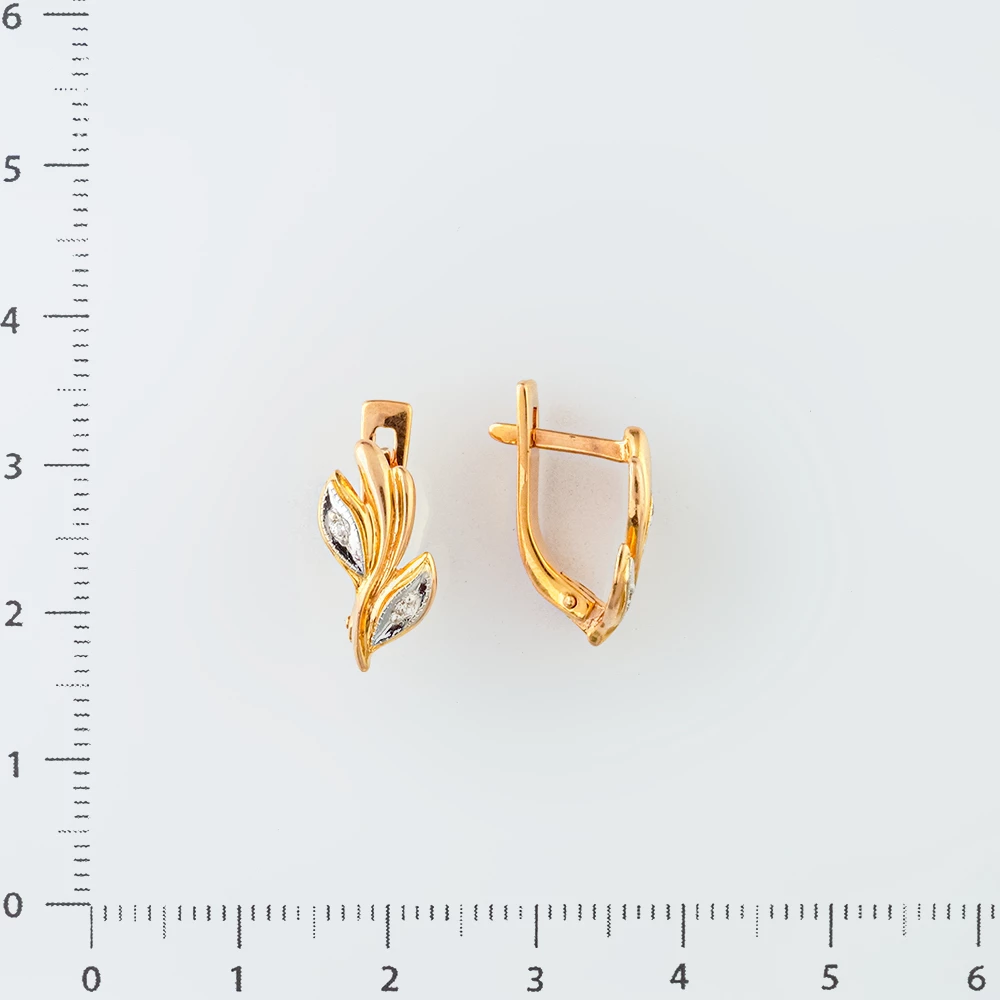 Серьги с фианитом из красного золота 585 пробы