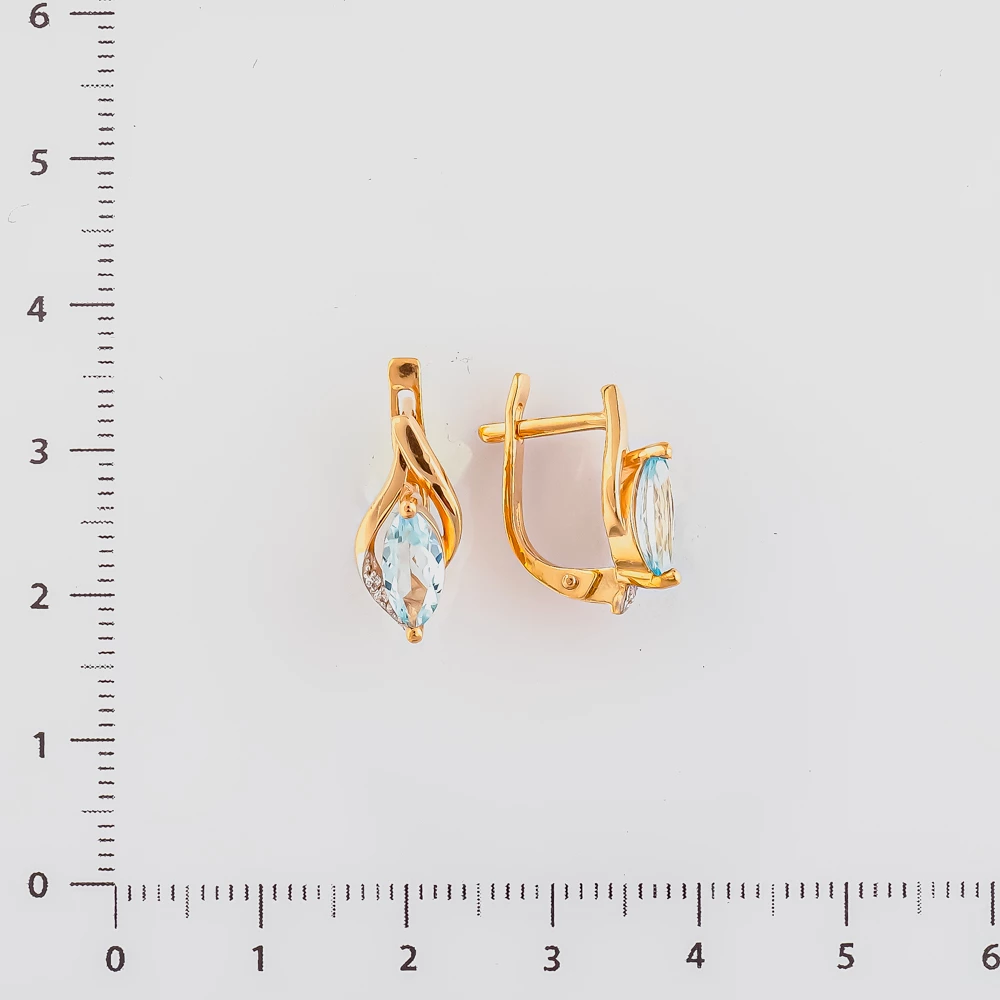 Серьги с топазом из красного золота 585 пробы