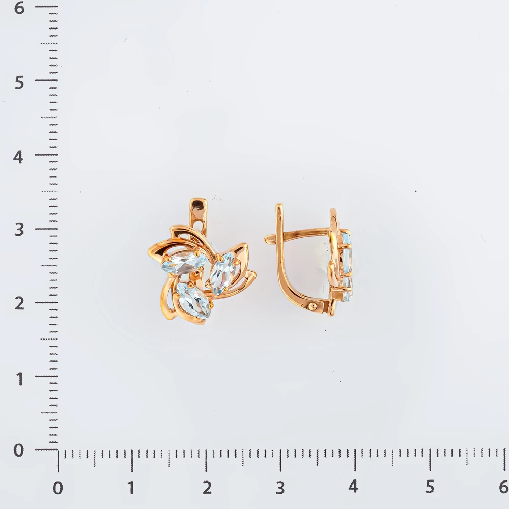 Серьги с топазом из красного золота 375 пробы