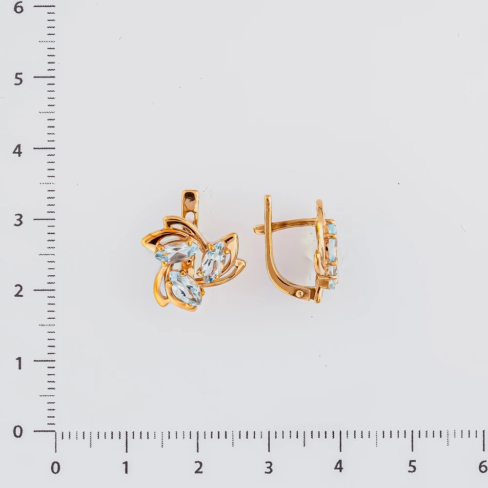 Серьги с топазом из красного золота 375 пробы