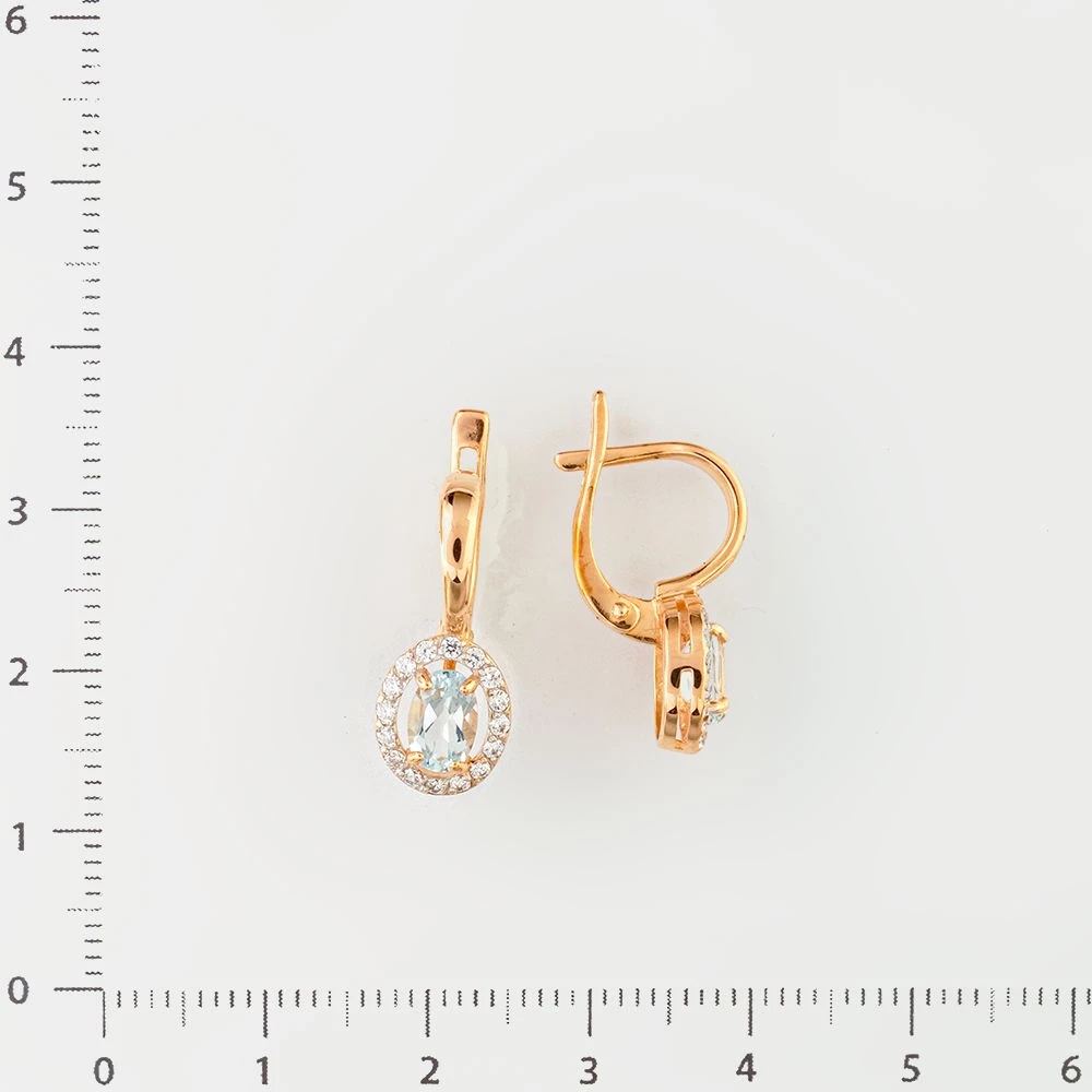 Серьги с топазом из красного золота 585 пробы
