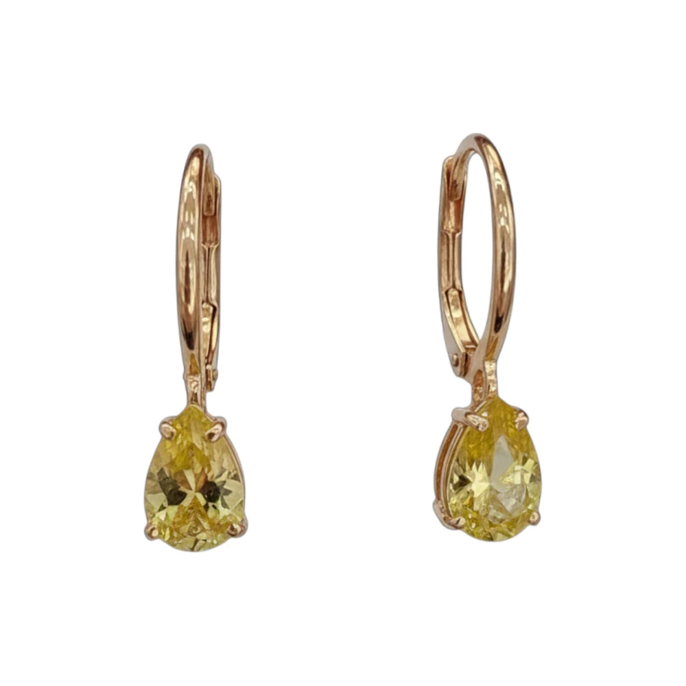 Серьги с фианитом из красного золота 585 пробы